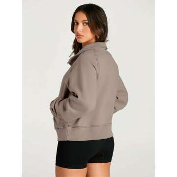 AUTOMET Women's Half Zip Cropped Hoodie - Fall Style