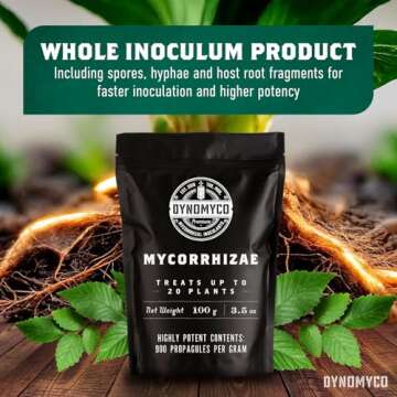 DYNOMYCO Mycorrhizal Inoculant – Plant Growth & Root Treatment – Concentrated Mycorrhiza Formula – Boosts Nutrient – Mycorrhizae Plant Food for Resilience, Root Strength & Fertilizer (100g / 3.5oz)