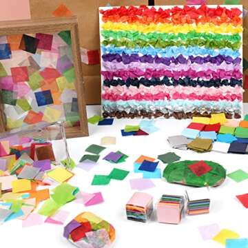 Simetufy 5400 Pcs 1 Inch Tissue Paper Squares, 36 Assorted Colored Tissue Paper for Crafts, Art Rainbow Tissue Paper Bulk for Art Projects, Collage, Suncatchers, Scrapbooking - Non Bleeding