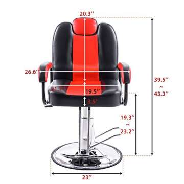 Merax Hydraulic Recliner Barber Chair for Hair Salon with 20% Extra Wider Seat & Heavy Duty Hydraulic Pump, 2021 Upgraded Salon Beauty Equipment (Black & Red).