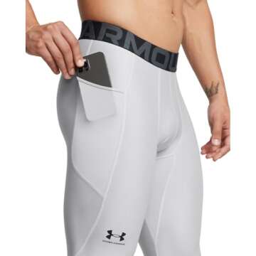 Under Armour Men's HeatGear Armour Leggings, (011) Mod Gray / / Black, X-Small