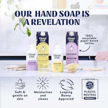 Cleancult Liquid Hand Soap Refills - Lemon Verbena - Moisturizes Dry & Sensitive Skin - Made with Aloe Vera & Essential Oils - Eco Friendly - Paper-Based Packaging - 32 oz/2 Pack