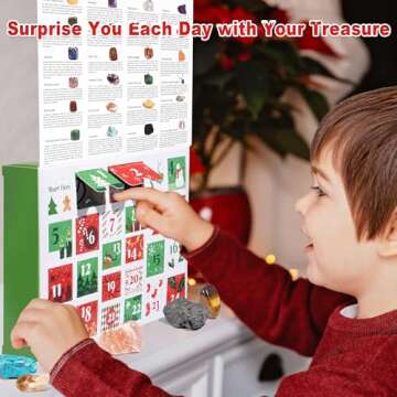 Advent Calendar 2024 Crystals for Kids with 24 Days Christmas Countdown Surprises, Natural Mineral & Rock Stone for Learning, Collection, Scientific Gift for Girls & Boys & Geology Enthusiasts (Crystals Advent Calendar 2024)