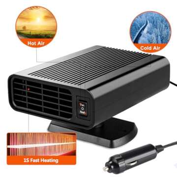 Car Heater, 12V Portable Car Heater that Plug in Cigarette Lighter, 2 in 1 Fast Heating Defrost Defogger, Windscreen Defogger Defroster for Vehicle