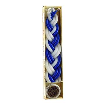 Peer Hastam Mini Blue and White Havdalah Candle with Besamim Spices