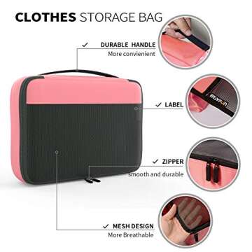 EASYFUN 6 Set of Packing Cubes for Travel Luggage Packing Organizers with 3 Various Size, Suitcase Organizer Bags for Travel Accessories, Grey Pink