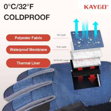 KAYGO Winter Work Gloves for Men and Women, Insulated Fleece Liner, Syhthetic Leather Palm, Water Resistant Thermal Safety Work Gloves, Ideal for Outside Working, KG168TH, 2XL