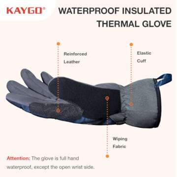 KAYGO Winter Work Gloves for Men and Women, Insulated Fleece Liner, Syhthetic Leather Palm, Water Resistant Thermal Safety Work Gloves, Ideal for Outside Working, KG168TH, 2XL