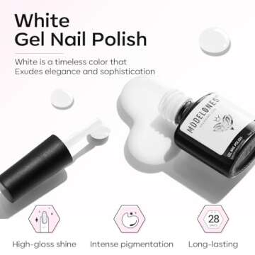 Modelones Gel Nail Polish, 1 Pcs 15 ML White Gel Nail Polish Soak Off White Gel Polish White Nail Polish Art Design for Women Girl Nail Lovers Gift Salon DIY Winter Gel Manicure