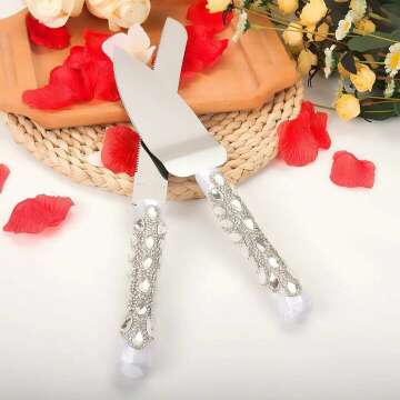 Elegant Wedding Cake Knife and Server Set