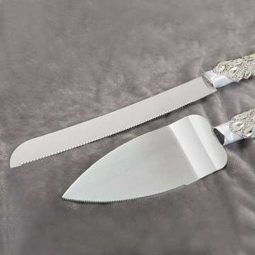 Elegant Wedding Cake Knife and Server Set