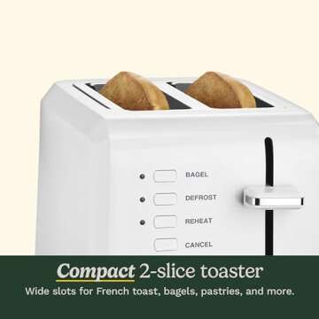 Cuisinart 2-Slice Toaster, Compact, White, CPT-122