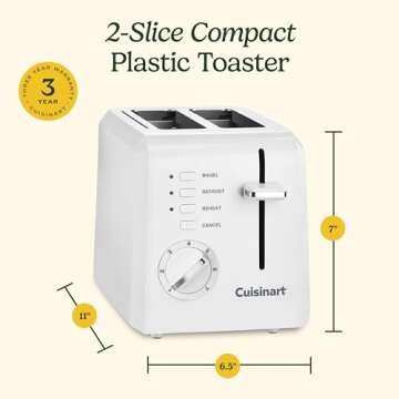 Cuisinart 2-Slice Toaster, Compact, White, CPT-122