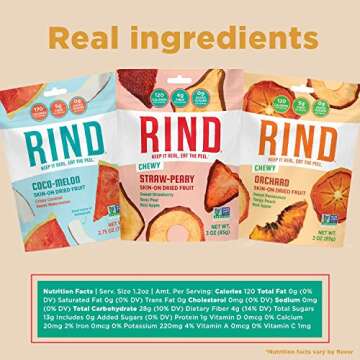 RIND Snacks | Variety 3 Bag Pack | Straw-Peary, Coco-Melon, & Orchard Blend | Dried Fruit Superfood | No Sugar Added | High in Fiber | Gluten Free | Vegan | Paleo | Healthy Fruit Snacks | 2.75oz - 3oz