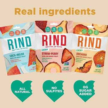 RIND Snacks | Variety 3 Bag Pack | Straw-Peary, Coco-Melon, & Orchard Blend | Dried Fruit Superfood | No Sugar Added | High in Fiber | Gluten Free | Vegan | Paleo | Healthy Fruit Snacks | 2.75oz - 3oz