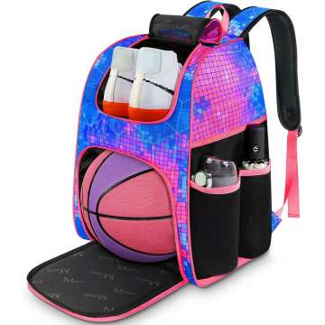 MATEIN Basketball Bag Sturdy Soccer Bag with Ball Holder Shoe Compartment Large Basketball Backpack for Training Equipment Water Resistant S. Giftpals