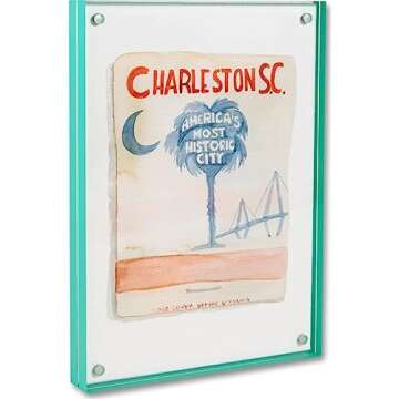 FURBISH Travel Wall Art Print - Charleston Matchbook - Aesthetic Wall Decor, Modern Wall Art, Preppy Room Decor for Living Room, Bedroom - South Carolina Poster (5X7, Unframed)