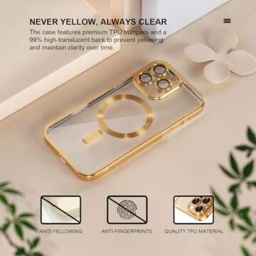 Misea Magnetic iPhone 16 Pro Max Case - Gold, Clear