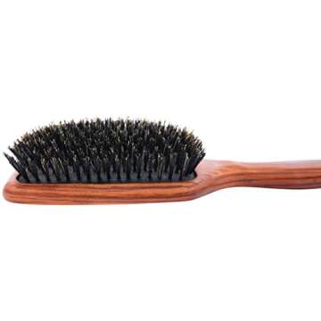 Spornette Deville Cushion Paddle Brush, Boar Bristle Hair Brush with Wooden Handle - For Straightening, Smoothing, Detangling, Styling & Brush Outs for Women, Men, & Kids - All Hair Types