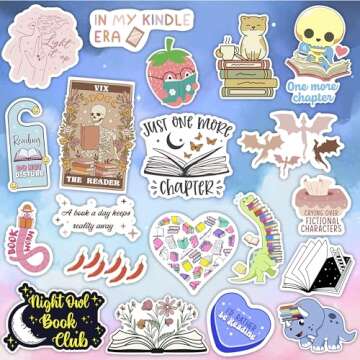 100 PCS Book Stickers for Kindle, Bookish Sticker Pack for IPAD, Laptop, Ebook Readers Cute Booktok Vinyl Decals Water Bottle Girls Holographic Waterproof Smut Romance