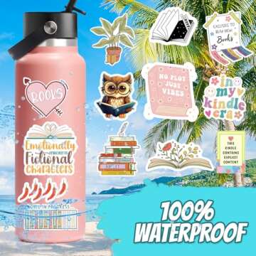 100 PCS Book Stickers for Kindle, Bookish Sticker Pack for IPAD, Laptop, Ebook Readers Cute Booktok Vinyl Decals Water Bottle Girls Holographic Waterproof Smut Romance