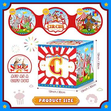 Carnival Circus Theme Party Decorations 6 Pcs Large Circus Party Favors Boxes Blocks Circus Birthday Party Decorations Supplies for Carnival Circus Birthday Halloween Holiday Celebration(12 x 12 Inch)