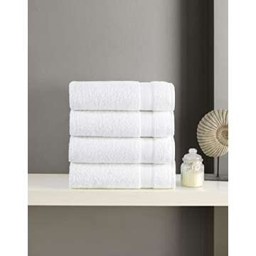 Quick-Dry, Soft & High Absorbent Bath Towels 27"x54" Cotton Turkish Bath Towel Set of 4 | Daily Use 100% Cotton Towels for Bathroom, Gym & More | Bathroom Towels Set (4 Pcs, White)