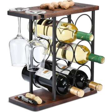 Wooden Wine Rack & Glass Holder