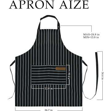 Apron, Aprons for Women with Pockets, Chef Aprons for Men, Cooking Apron, Adjustable Bib Kitchen Apron - Unisex