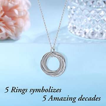 50th Birthday Gifts for Women - 5 Circle Necklace