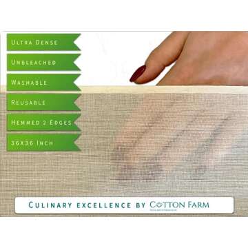 Quality Unbleached Cotton Cheesecloth - 36x36 Size