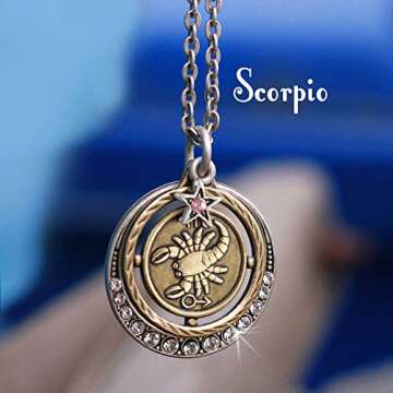 Sweet Romance Scorpio Zodiac Sign Astrology Pendant Necklace - October and November Birthday Gifts