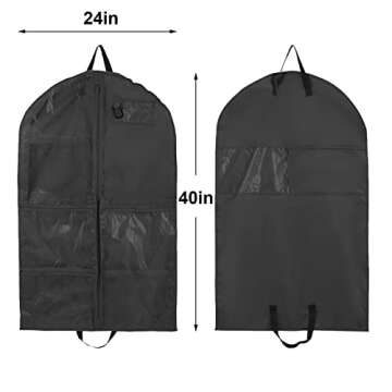 Waterproof Hanging Garment Bag,40 inch Garment Bags for Hanging Clothes,Garment Bags for Travel Storage,Dance Clothes Bag,Kids Garment Bag for Dance Costumes,Sports,Theatre,Beauty Pageants (Black)