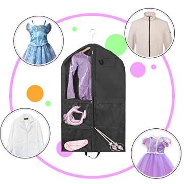 Waterproof Hanging Garment Bag,40 inch Garment Bags for Hanging Clothes,Garment Bags for Travel Storage,Dance Clothes Bag,Kids Garment Bag for Dance Costumes,Sports,Theatre,Beauty Pageants (Black)