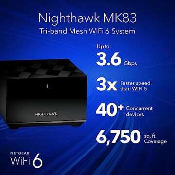 NETGEAR Nighthawk Tri-Band WiFi 6 Mesh System Mk83-100nar Black (Renewed)