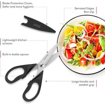 iBayam Stocking Stuffers for Men, White Elephant Gifts for Adults, Kitchen Scissors All Purpose Kitchen Shears 8.5" Cooking Scissors with Sheath, Black Kitchen Accessories, Kitchen Gadgets Utensils