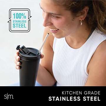 Simple Modern Stainless Steel with Silicone Tipped Reusable Straws | Toxin Free and Waste Reducing Straw for Tumblers and Travel Mugs | Classic Collection | 4 Pack | Assortment - Sweet Taffy