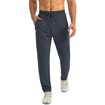 G Gradual Men's Sweatpants with Zipper Pockets Tapered Joggers for Men Athletic Pants for Workout, Jogging, Running (Grey, Small)