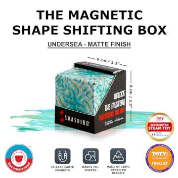 SHASHIBO Shape Shifting Box - Award-Winning, Patented Fidget Cube w/ 36 Rare Earth Magnets - Transforms Into Over 70 Shapes, Download Fun in Motion Toys Mobile App (Undersea - Explorer Series)