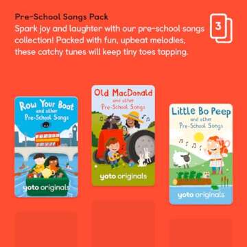 Yoto Pre-School Songs Pack - 3 Kids Audio Cards for Use with Player & Mini All-in-1 Audio Device, Screen-Free Listening with Fun Singalong Music for Playtime Parties & Travel, Ages 1+