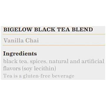 Bigelow Vanilla Chai Tea Bags 28-Count Box (Pack of 1) Black Tea Bags with Spices and Vanilla Flavor Rich in Antioxidants