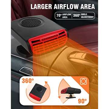 Car Heater - Portable Car Heater 12V Car Heater That Plugs Into Cigarette Lighter, 2 in 1 Heating & Cooling Fast Windshield Defrost Defogger