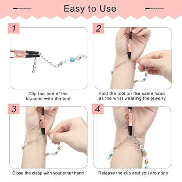 3 Pieces Bracelet Helper Tool Buddy Helpers, Anglecai Bracelet Fastener Helper for Fastening and Hooking Bracelet Equipment with Non-Slip Sleeve for Necklace Watch Clasps Ties Zippers