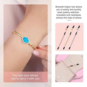 3 Pieces Bracelet Helper Tool Buddy Helpers, Anglecai Bracelet Fastener Helper for Fastening and Hooking Bracelet Equipment with Non-Slip Sleeve for Necklace Watch Clasps Ties Zippers