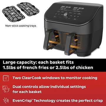 Instant Vortex Plus XL 8QT ClearCook Air Fryer, Clear Windows, Custom Programming, 8-in-1 Functions that Crisps, Broils, Roasts, Dehydrates, Bakes, Reheats, from the Makers of Instant Pot, Black