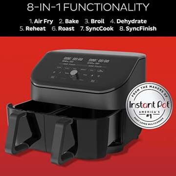 Instant Vortex Plus XL 8QT ClearCook Air Fryer, Clear Windows, Custom Programming, 8-in-1 Functions that Crisps, Broils, Roasts, Dehydrates, Bakes, Reheats, from the Makers of Instant Pot, Black