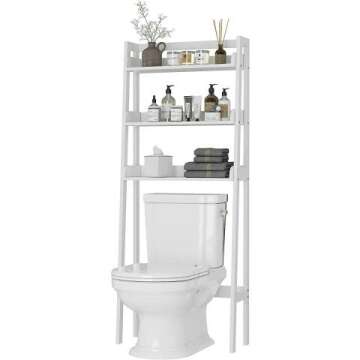 UTEX 3-Shelf Bathroom Organizer Over The Toilet, 3-Tier Bathroom Shelf Over The Toilet, Bathroom Spacesaver (White)