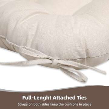 RACE LEAF Chair Cushions 19" x 19" Patio Chair Seat Pads, Set of 2 Thick Fill Tufted Square Patio Cushions, Water-Resistant with Ties for Non-Slip Support, Beige