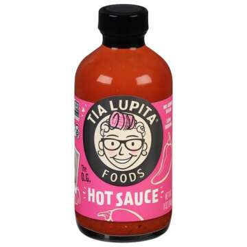 Tia Lupita Hot Sauce | 8 oz x 1 Bottle | Flavorful Heat, Medium Spice, Smoky with hints of Sweetness | Gluten Free, Non GMO, Sugar Free, Low Sodium, Keto, No Carbs - Made with Red Jalapeño Peppers