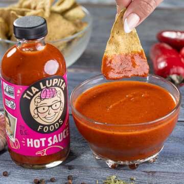 Tia Lupita Hot Sauce | 8 oz x 1 Bottle | Flavorful Heat, Medium Spice, Smoky with hints of Sweetness | Gluten Free, Non GMO, Sugar Free, Low Sodium, Keto, No Carbs - Made with Red Jalapeño Peppers